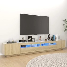 Móvel de TV Giancarlo com Luzes LED de 260cm - Carvalho - Design Moder