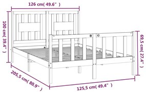 Estrutura de cama com cabeceira 120x200 cm pinho maciço preto