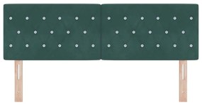 Cabeceira LED com Botões de Cristal em Veludo Verde de 80cm.