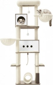 Arranhador para gatos de vários andares com cavernas 60 x 60 x 197 cm bege