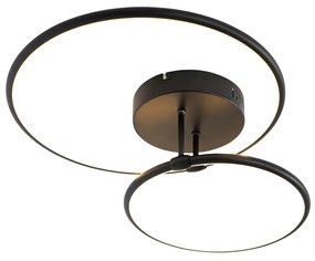 Candeeiro de teto preto com 2 luzes LED regulável em 3 níveis - Joaniqa Moderno