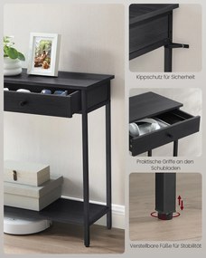 Mesa consola com 2 gavetas 30 x 100 x 80 cm Preto e cinzento antracite