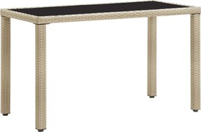 vidaXL Mesa de jardim 123x60x74 cm vime PE bege