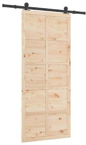 Porta Deslizante Castanho 80 x 208 cm Madeira de pinho maciça