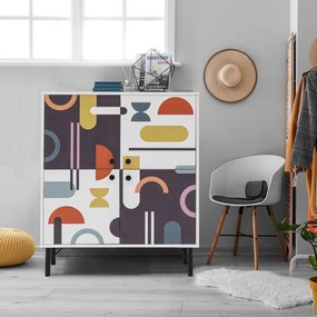 Armário Multiuso Multilux – Branco, Castanho, Púrpura e Mostarda – 95x