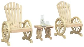 3 pcs conjunto lounge de jardim madeira de abeto maciça