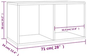 Caixa discos vinil 71x34x36cm derivados madeira carvalho sonoma