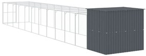 Casota p/ cães c/ parque 214x1273x181cm aço galvaniz. antracite