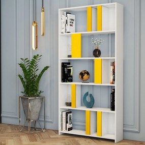 Estante Lima – Branco/Amarelo – 90x180x20 cm