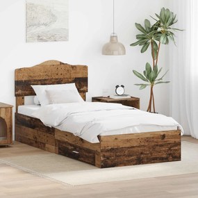 vidaXL Estrutura da Cama Madeira antiga 90 x 190 cm Madeira processada