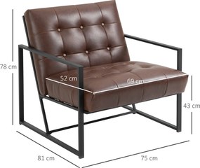 Poltrona relax Assento e encosto estofados Estrutura em metal Preto, revestimento sintético Castanho