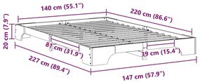 Estrutura de cama de chão Castanho 140 x 220 cm