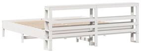 Cama sem colchão 200x200 cm madeira de pinho maciça branco