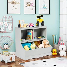 Organizador de brinquedos para crianças com compartimentos Prateleira de armazenamento multiuso 67 x 40 x 62 cm cinza