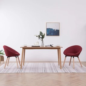 vidaXL Cadeiras de jantar 2 pcs tecido vermelho tinto