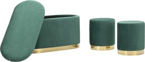 CONJUNTO DE 3 BANCOS SHOPY VERDE 80X37X42-29X35 CM