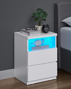 Mesa de cabeceira com iluminação LED regulável 35 x 40 x 55 cm branca