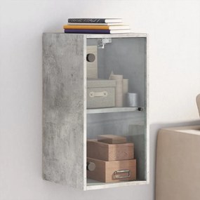 vidaXL Armário de parede c/ portas de vidro 35x37x68,5cm cinza cimento