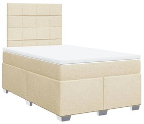 Cama boxspring com colchão 120x190 cm tecido cor creme