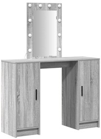 mesa de maquilhagem vidaXL com luzes LED cinzento sonoma 102x33x135 cm