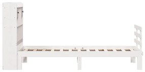 Cama com estante sem colchão 75x190 cm pinho maciço branco