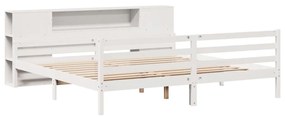 Cama com estante sem colchão 180x200 cm pinho maciço branco