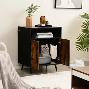 Móveis para gatos de vários níveis com 2 compartimentos aconchegantes - Cinza