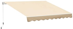 Outsunny Toldo Manual Retrátil com Manivela 295x245cm Toldo Enrolável Alumínio com Proteção Solar para Janela Portas Balcão Terraço Exterior Bege