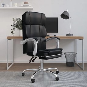 349629 vidaXL Cadeira de escritório reclinável couro artificial preto