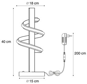 Candeeiro de Mesa de Design Preto Incl. LED Regulável - Rolla Moderno