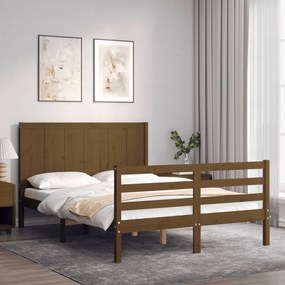 vidaXL Estrutura cama cabeceira 140x200 cm madeira maciça castanho-mel