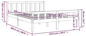 Estrutura de cama 120x200 cm madeira maciça castanho mel