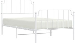 Estrutura de cama com cabeceira e pés 100x190 cm metal branco