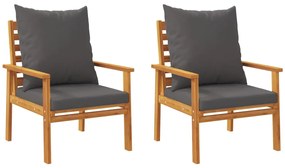 Cadeira de jardim 2 pcs c/ almofadão madeira de acácia maciça