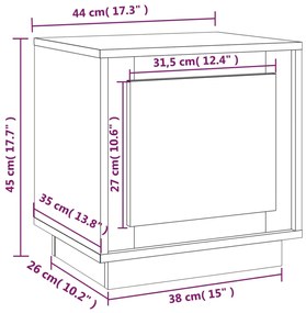Mesa cabeceira 44x35x45 cm derivados de madeira cinza sonoma