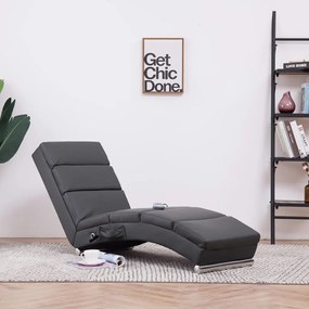 vidaXL Chaise longue de massagens couro artificial cinzento