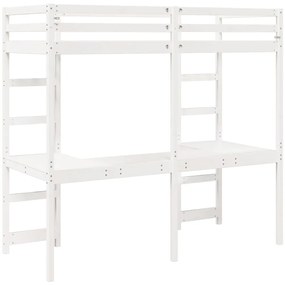 Cama alta sem colchão 80x200 cm pinho maciço branco