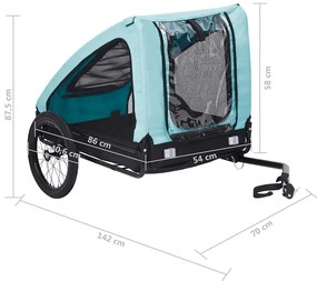 Reboque bicicleta p/ animais azul e preto