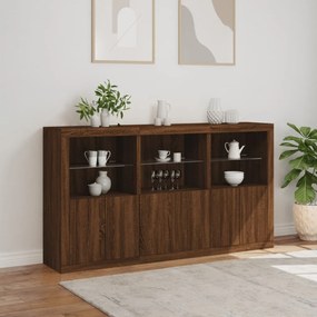 Aparador com luzes LED 181,5x37x100 cm carvalho castanho