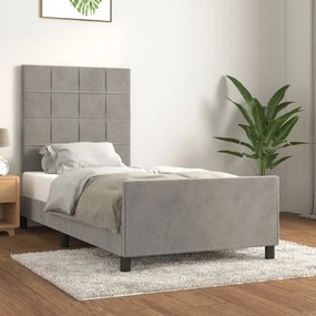 vidaXL Estrutura de cama sem colchão 90x200 cm veludo cinzento-claro