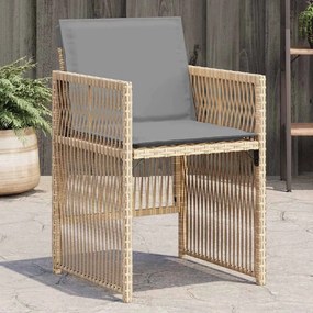 vidaXL Cadeiras de jardim com almofadões 4 pcs vime PE bege misturado