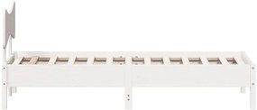 Cama sem colchão 100x200 cm madeira de pinho maciça branco