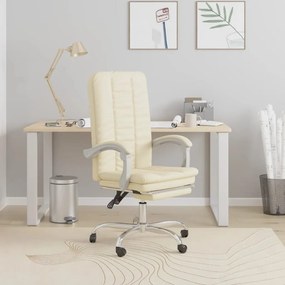vidaXL Cadeira de escritório reclinável couro artificial cor creme