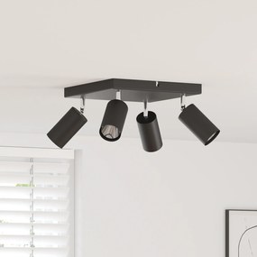 vidaXL Spotlight de Teto 4 Vias Ajustável Preto GU10