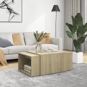 vidaXL 3 pcs conjunto de mesas de centro 60x60x38 cm carvalho sonoma