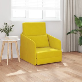 vidaXL Sofá Cama de Chão 2 em 1 Amarelo 65x80x83 cm Veludo