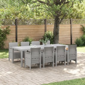 vidaXL Conjunto de Jantar de 9 Peças com Almofadas Rattan Branco