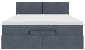 Estrutura de cama otomana com colchão 140x190cm cinzento escuro