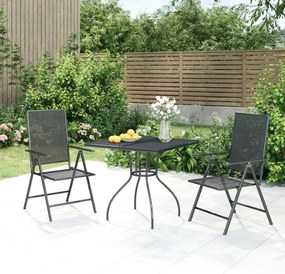 vidaXL 3 pcs conjunto de jantar para jardim aço antracite