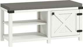 HOMCOM Banco Sapateira Rústico Organizador de Sapatos com Compartimentos para 7 Pares de Sapatos 100x40x48 cm Branco e Cinza | Aosom Portugal
